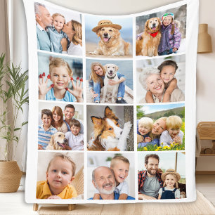 Custom Trendy 12 Foto's Collage Familie Verjaardag Fleece Deken