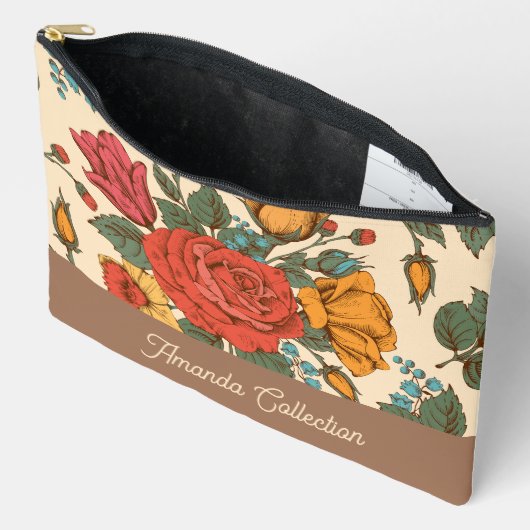 Custom trendy classic botanical pattern Brown Etui (Open)