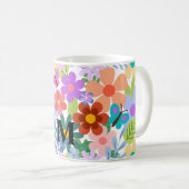 Custom Trendy Floral Pattern Koffiemok (Voorkant rechts)