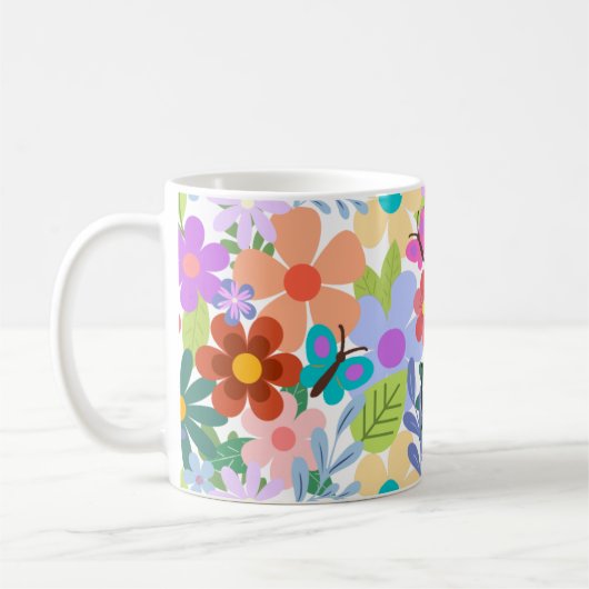 Custom Trendy Floral Pattern Koffiemok (Links)