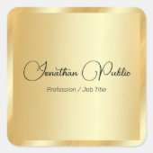 Custom Trendy Gold Glam Calligraphy Script Name Vierkante Sticker (Voorkant)