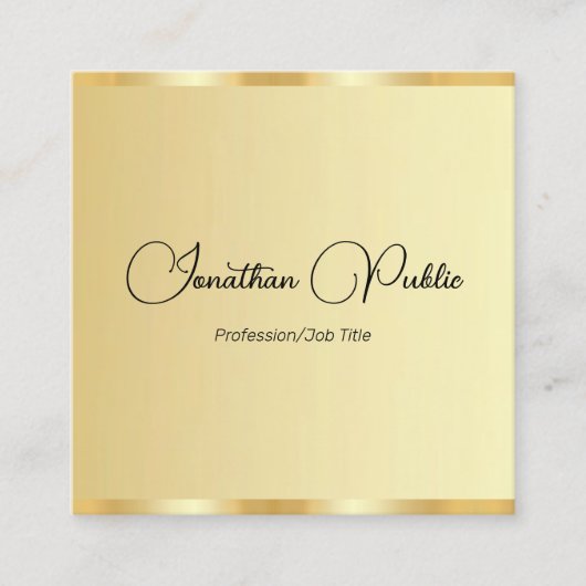 Custom Trendy Gold Look Typografie Sjabloon Vierkante Visitekaartje (Voorkant)