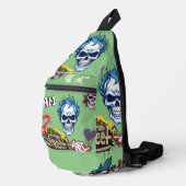 Custom trendy gothic streetart trendy salie groen sling bag (Rechterhoek)