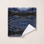 Custom Trendy Navy Blue Agaat Roos Gouden Glitter Bad Handdoek (Wasdoekje)
