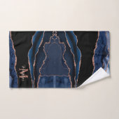 Custom Trendy Navy Blue Agaat Roos Gouden Glitter Bad Handdoek (Handdoek)