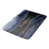 Custom Trendy Navy Blue Agaat Roos Gouden Glitter Badmat (Gekanteld)