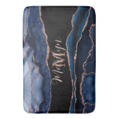 Custom Trendy Navy Blue Agaat Roos Gouden Glitter Badmat (Voorkant Verticaal)