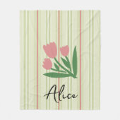 Custom trendy pastel retro pattern stripes Green Fleece Deken (Voorkant)