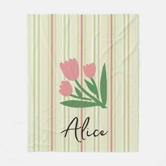 Custom trendy pastel retro pattern stripes Green Fleece Deken (Voorkant)