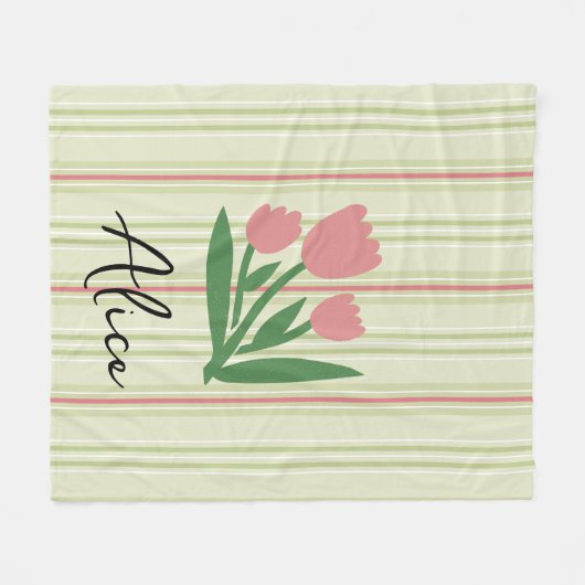 Custom trendy pastel retro pattern stripes Green Fleece Deken (Voorkant (Horizontaal))