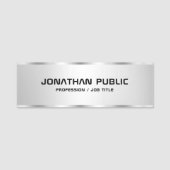 Custom Trendy Silver Look Elegant Modern Sjabloon Naamplaatje (Voorkant)