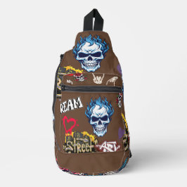 Custom trendy spooky street art graffiti chocolade sling bag