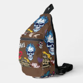 Custom trendy spooky street art graffiti chocolade sling bag (Rechterhoek)