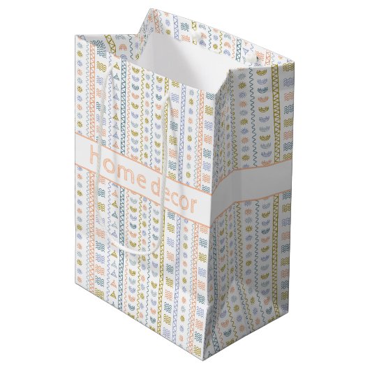 Custom Tribal Geometric Pattern Gift Bag Medium Cadeauzakje (Voorkant Gekanteld)