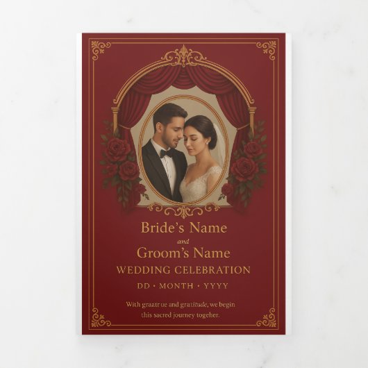 Custom Trifold Letter Fold Invitation, Size: 5" x  Drieluik Uitnodiging (Cover)