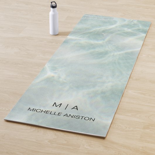 Custom Tropical Beach Zee Waves Monogram Yogamat (In situ)