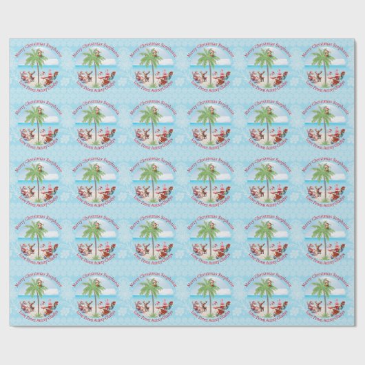 Custom Tropical Christmas in juli Party Lace Blauw Cadeaupapier (Vlak)