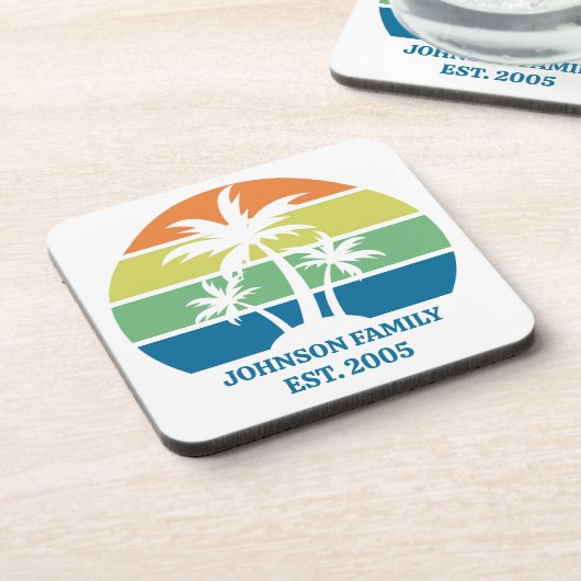 Custom Tropical Island House Palm Trees Gift Bier Onderzetter (Linkerzijde)