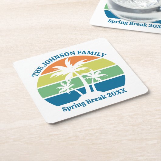 Custom Tropical Island Party Palmbomen Kartonnen Onderzetters (Schuin)