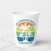 Custom Tropical Island Party Palmbomen Papieren Bekers (Achterkant)