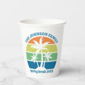 Custom Tropical Island Party Palmbomen Papieren Bekers (Voorkant)