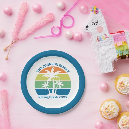 Custom Tropical Island Party Palmbomen Papieren Bordje (Feest)