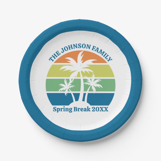 Custom Tropical Island Party Palmbomen Papieren Bordje (Voorkant)