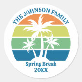 Custom Tropical Island Party Palmbomen Ronde Sticker (Voorkant)