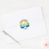 Custom Tropical Island Party Palmbomen Ronde Sticker (Envelop)