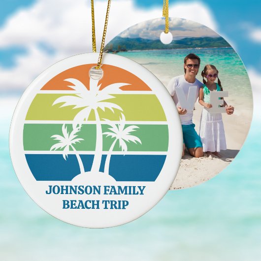Custom Tropical Island Trip met foto op de achterk Keramisch Ornament