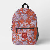 Custom Tropical Leaf Hot Zomer Rood Modern Ontwerp Bedrukte Rugzak (Voorkant)