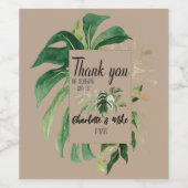 Custom Tropical Leaf Wedding Bedankt Favors Wijn Etiket (Enkel label)