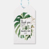 Custom Tropical Monstera Leaf Wedding Dank u Cadeaulabel (Voorkant)