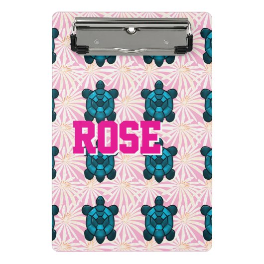 Custom Tropical Turtle Floral Pattern Seamless  Mini Klembord (Voorkant)