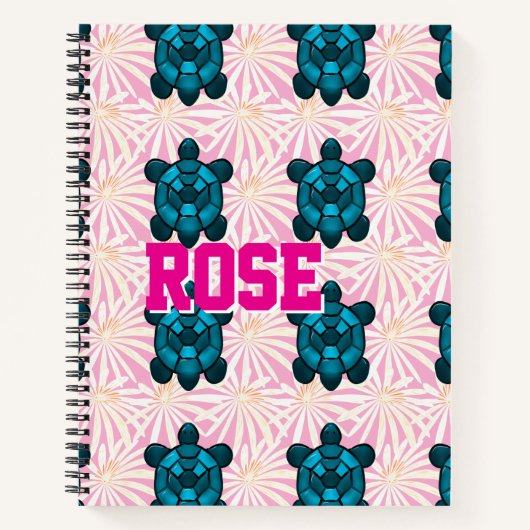 Custom Tropical Turtle Floral Pattern Seamless  Notitieboek (Voorkant)