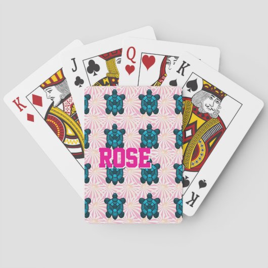 Custom Tropical Turtle Floral Pattern Seamless  Pokerkaarten (Achterkant)