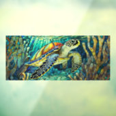 Custom Tropisch Zee schildpad Glas in lood kunst Raamsticker (Vel 3)