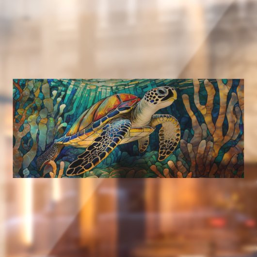 Custom Tropisch Zee schildpad Glas in lood kunst Raamsticker (Vel 2)