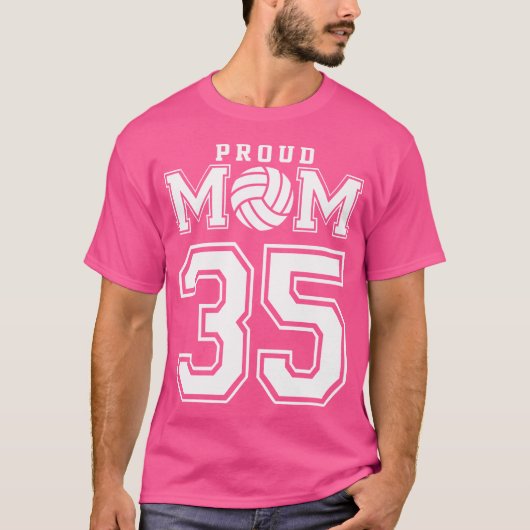 Custom Trots Volleybal Mom Nummer 35 Gepersonalise T-shirt (Voorkant)
