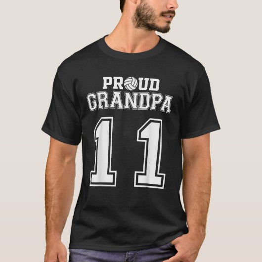 Custom Trots Volleybal Opa Nummer 11 Persoonlijk T-shirt (Voorkant)