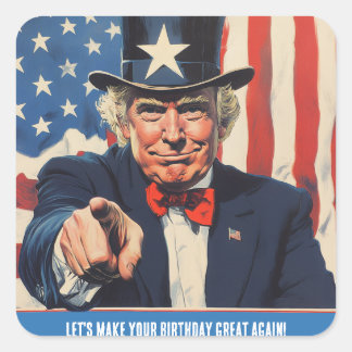 Custom Trump Grappige Bericht voor Happy 50th Birt Vierkante Sticker