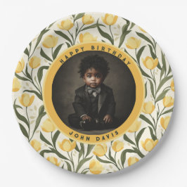 Custom Tulip Flower Boho Birthday Papieren Bordje