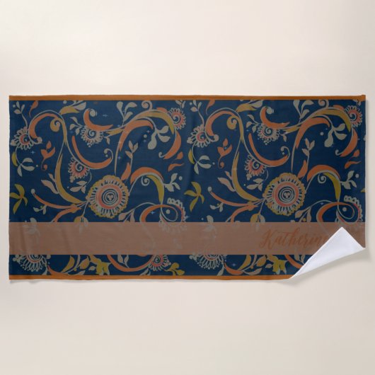 CUSTOM Tumeric + Ginger Swirl Motif Strandlaken (Voorkant)