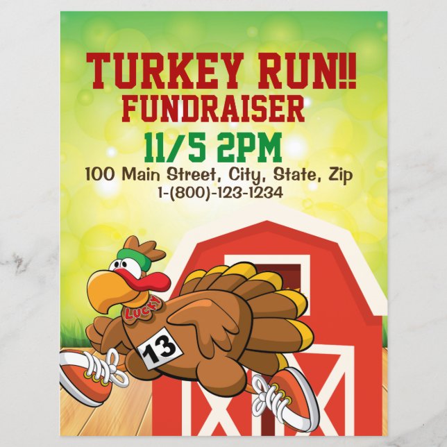 Custom Turkey Run Fundraiser 8.5x11 Flyer (Voorkant)