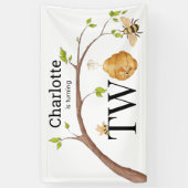 Custom Turning Two Beehive Birthday Party Spandoek (Verticaal)