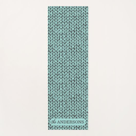 Custom Turquoise and Charcoal Knit Pattern Yogamat (Voorkant)