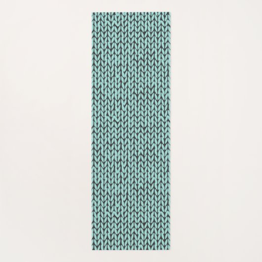 Custom Turquoise and Charcoal Knit Pattern  Yogamat (Achterkant)