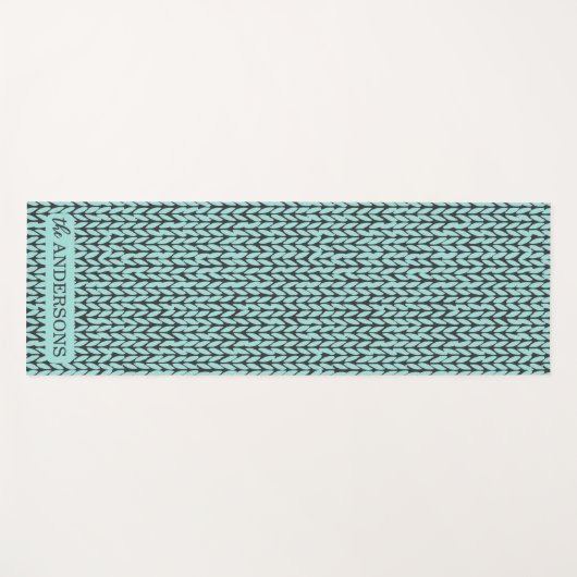 Custom Turquoise and Charcoal Knit Pattern  Yogamat (Voorkant (horizontaal))