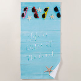 Custom Turquoise Wood with Sun Glasses Summer Strandlaken