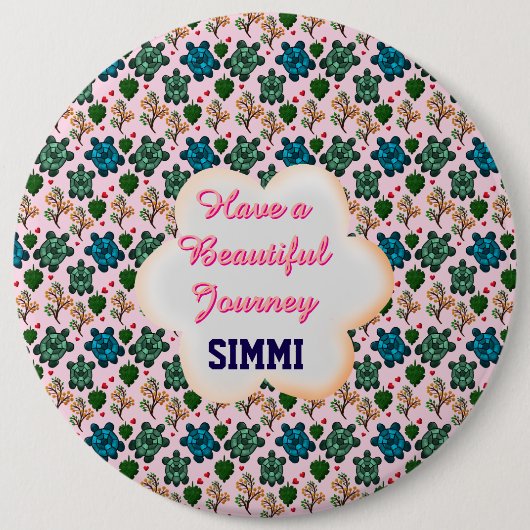 Custom turtle pattern  ronde button 6,0 cm (Voorkant)